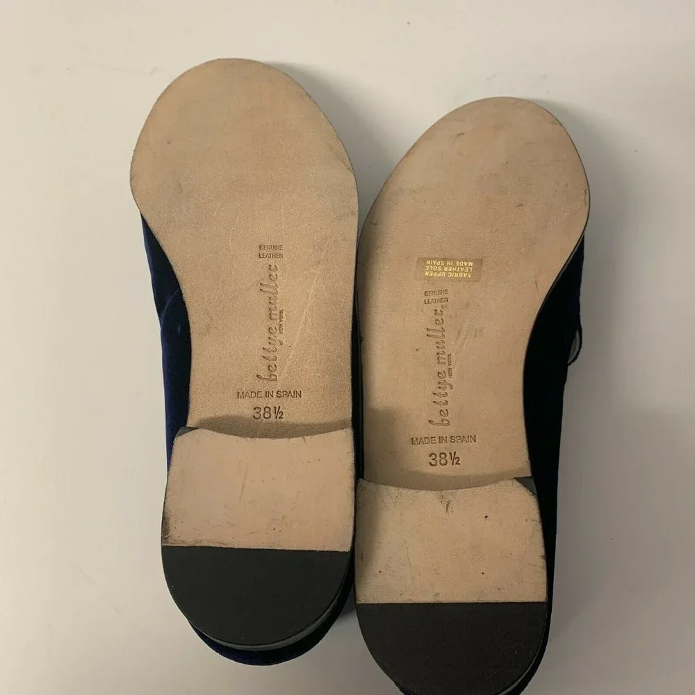 Bettye Muller Classic Loafers Blue Crush Velvet Shoes Regency Navy 7.5 38.5 Eur - Picture 8 of 12